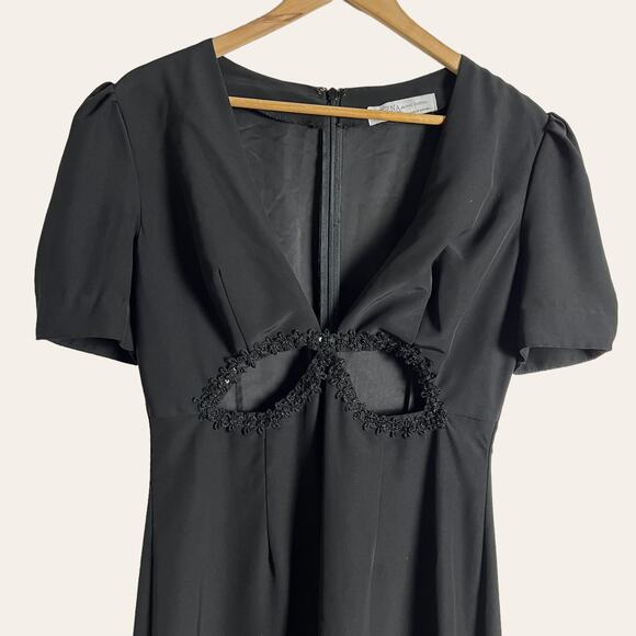 leena for Mac Duggal Black Embelished Cutout Short Sleeve Formal Gown Size 8 - Picture 10 of 10